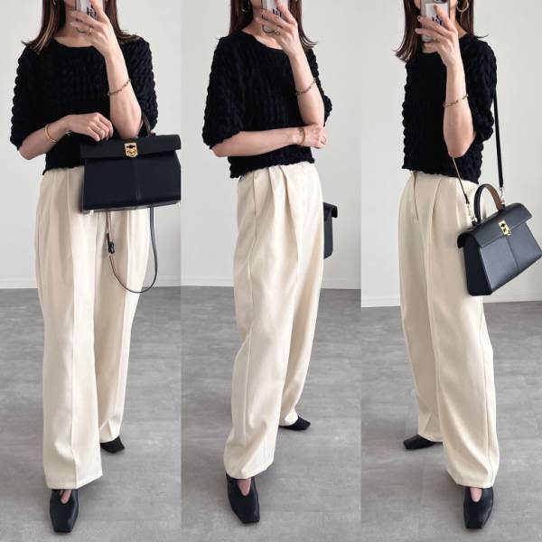 「これ着れば女っぽ見え確実！」【GU】シャーリングTはシンプルコーデも映えさせちゃう万能トップス