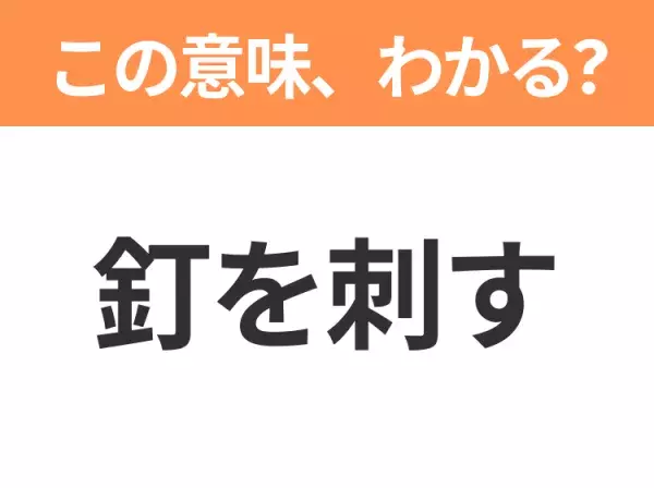 【昭和or Z世代どっち？】「釘を刺す」この日本語わかりますか？