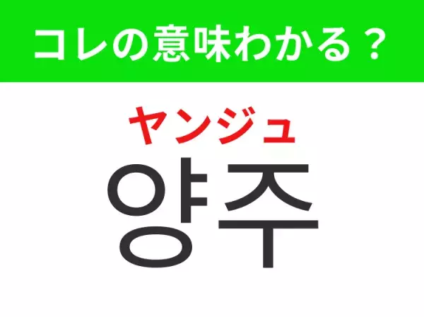 【韓国グルメ編】覚えておきたいあの言葉！ 「양주（ヤンジュ）」の意味は？