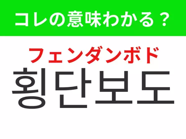 【韓国生活編】覚えておきたいあの言葉！「횡단보도（フェンダンボド）」の意味は？
