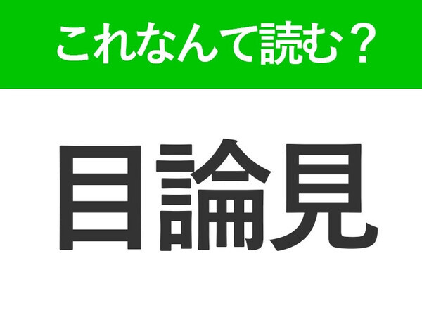 【目論見】はなんて読む？「めろんけん」ではありません！