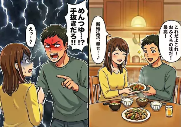 「めんつゆ使うなんてありえない！手抜きだろ！」手料理を絶賛していた夫が豹変！？ラブラブな新婚生活でいったい何が・・・