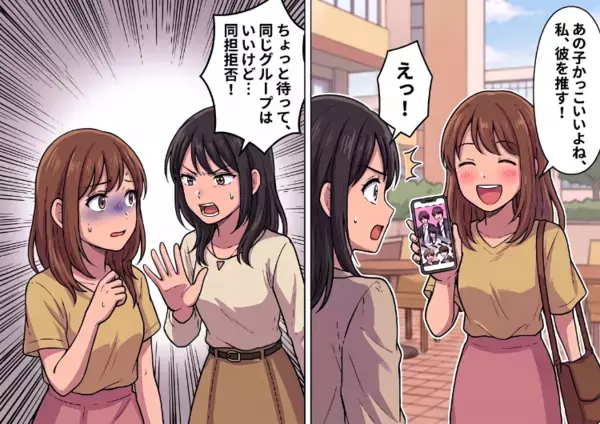 「同担拒否！私と同じアイドルを推すのは禁止！」友達と推しが被ってしまい険悪な雰囲気に…ライブ会場では大量のうちわを渡されて⇒「私がファンサ貰うためにうちわ持て！」まるでパシリ扱いされて・・・