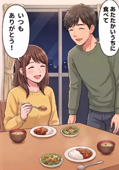 「料理上手の彼氏と同棲できて幸せ者すぎる♡」いつも出張から帰ると手料理を振る舞ってくれる彼氏。しかし、出張から早く帰宅すると⇒「え、女の声がする…？」料理を作っていたのは彼ではなく・・・