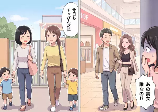 「今日もノーメイクで来ちゃった～」毎日すっぴんで保育園に来る親近感たっぷりのママ友。しかし、彼女の旦那さんが美女と堂々デート！？⇒不倫疑惑の真相とは・・・