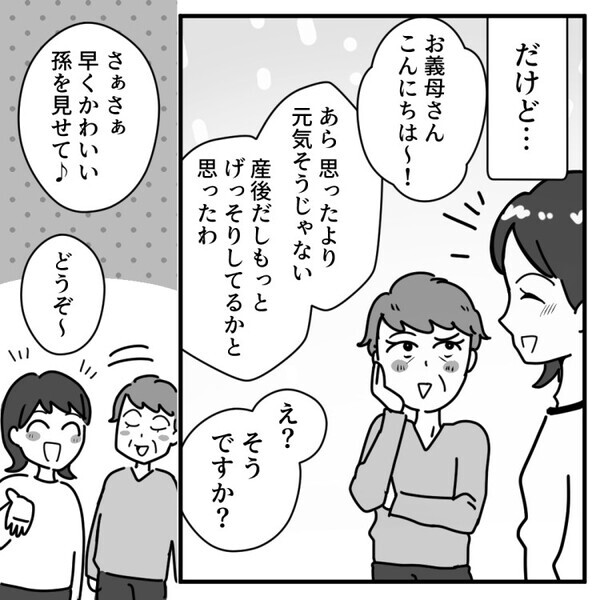 「産後なのに元気そうね？げっそりしてると思ったのに」孫お披露目で義母からチクチク言葉炸裂！？さらに便利家電を見て⇒「機械に育てられる子どもがかわいそう」とまで吐き捨てられ・・・