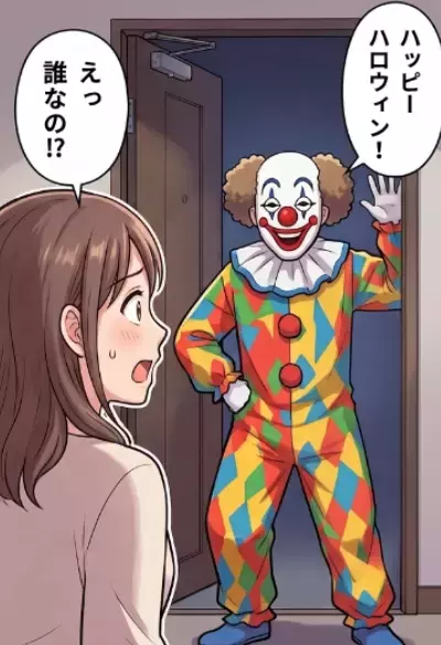 「ぎゃあああ！誰！？」家にいきなり“謎のピエロ”襲来！家族との平和なハロウィンパーティーのはずが、最悪の夜に一変⇒ピエロの意外な正体にドン引き・・・