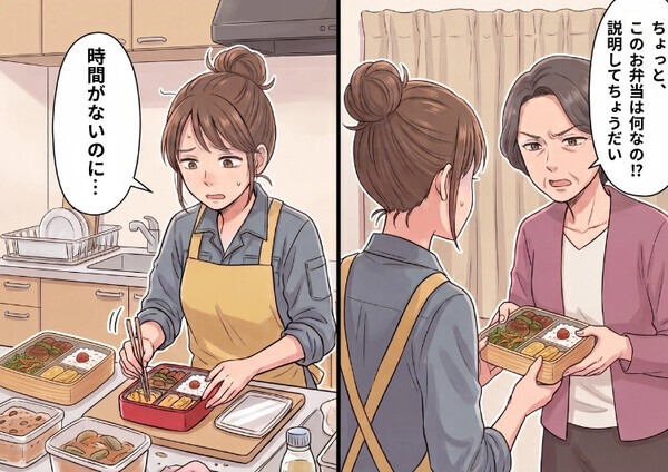 夫から「俺の弁当に冷凍食品を使うなんて嫌がらせか！」と激怒され無視される日々に…仲直りのために好物をたくさん手作りするが⇒「ちょっとこのお弁当は何なのよ！」義母にまで問い詰められて・・・
