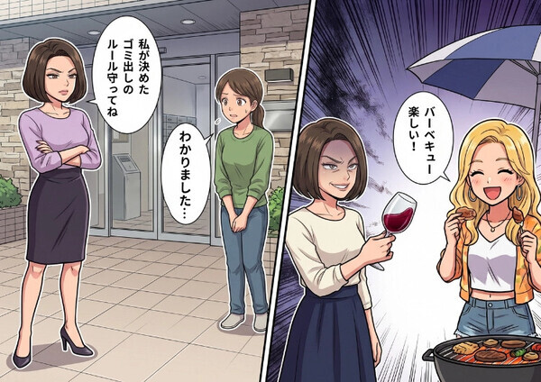 「私が決めたルール守りなさいよ！」ボスママが支配する地獄の社宅生活。そこに現れたのはド派手なギャルママ！？⇒他の人が目立つのが許せないボスママは、なんと“赤ワイン”を彼女にぶちまけて・・・
