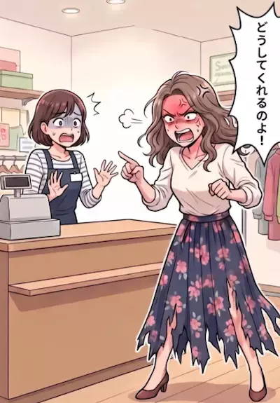 「このスカートどうしてくれるのよ！」優雅でおしゃれな親子が来店。ロングスカートを購入して笑顔で帰っていったが⇒なんと10分後、豹変したズタボロの姿で戻ってきて・・・