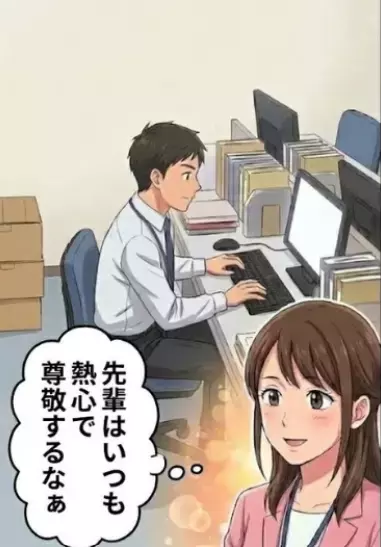 「端の席がいちばん集中できるわ～！」フリーアドレスの職場でいつも同じ席を死守する先輩⇒「え！？先輩、何見てるんですか・・・？」優秀な先輩が“端の席”にこだわる本当の理由が判明！？