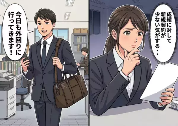 「今日も新規開拓と顧客訪問に行ってきます！」毎日のように朝から夕方まで営業に励む熱心な先輩⇒「うーん、契約数に対して新規が少なすぎる気がするなぁ」先輩の仕事の実態が気になって・・・