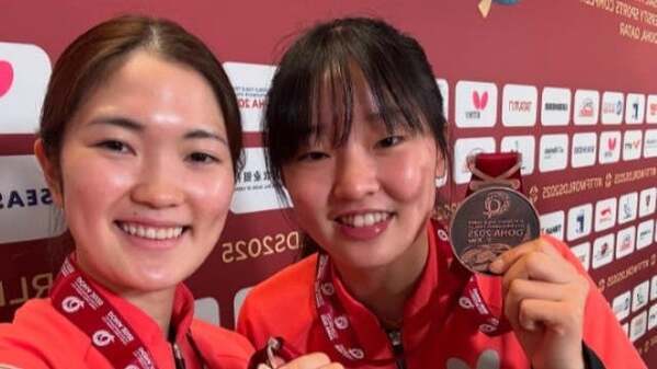 張本美和が女子ダブルスで銅メダルを獲得「最後まで一緒に戦えて楽しかったです！」