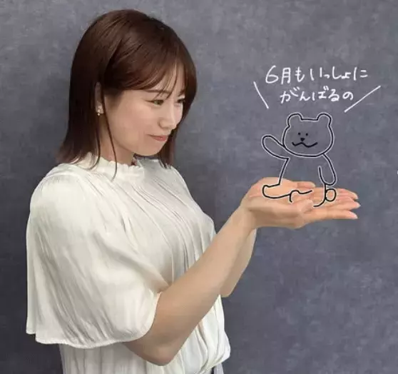 「かわいい、大好き」イラストが得意なお天気お姉さん、”6月も一緒に頑張るの・ショット”を披露！ファンハート快晴模様