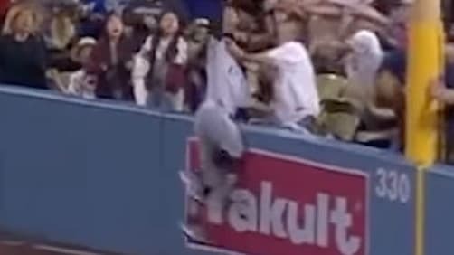 MLB 　涼しい顔で阻止！トークマン、相手のホームランになりかけたところを守る